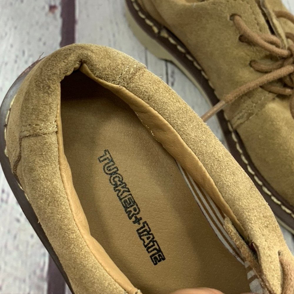 Tucker + Tate Tan Suede Lace Up Oxford Derby Shoes - Picture 7 of 9